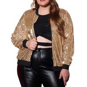 Sparkling Rose Gold Bomber Jacket NWT (2X) 26”p2p 26”L.  (4X) 31"p2p 28"L.